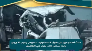 حادث تصادم مروع على طريق الإسماعيلية – السويس يصيب 16 ويودي بحياة شخص واحد، تعرف على التفاصيل